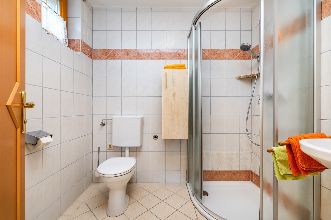 Badezimmer mit Dusche und WC
